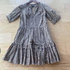 J.Crew Women Leopard Cotton Tiered Mini Dress